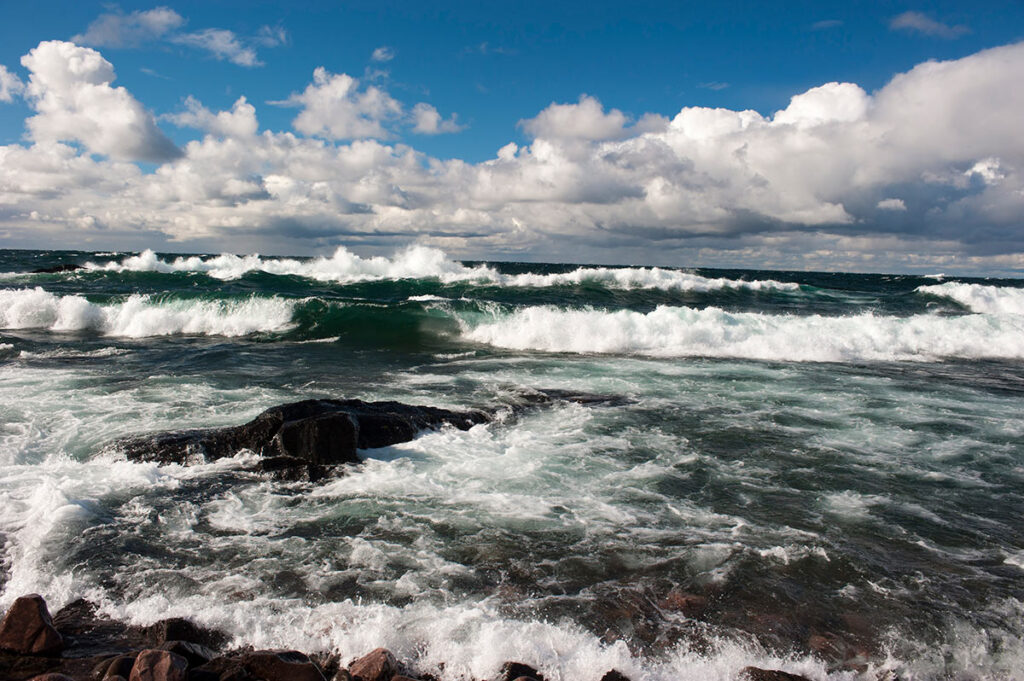 wave action on Lake Superior, Ontario